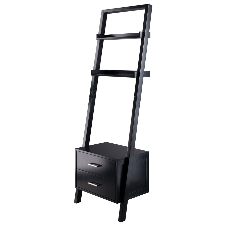 Bellamy 2-Drawer Leaning Shelf, Black