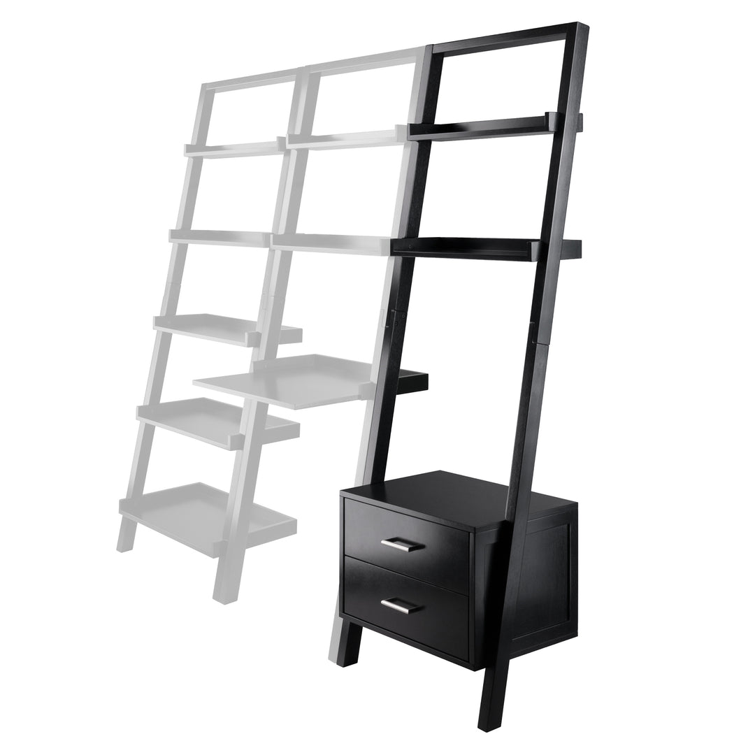 Bellamy 2-Drawer Leaning Shelf, Black