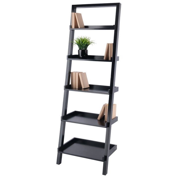 Bailey 5-Tier Leaning Shelf, Black