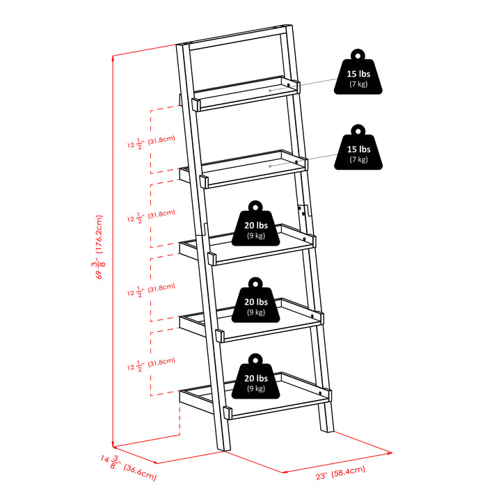 Bellamy 5-Tier Leaning Shelf, Black