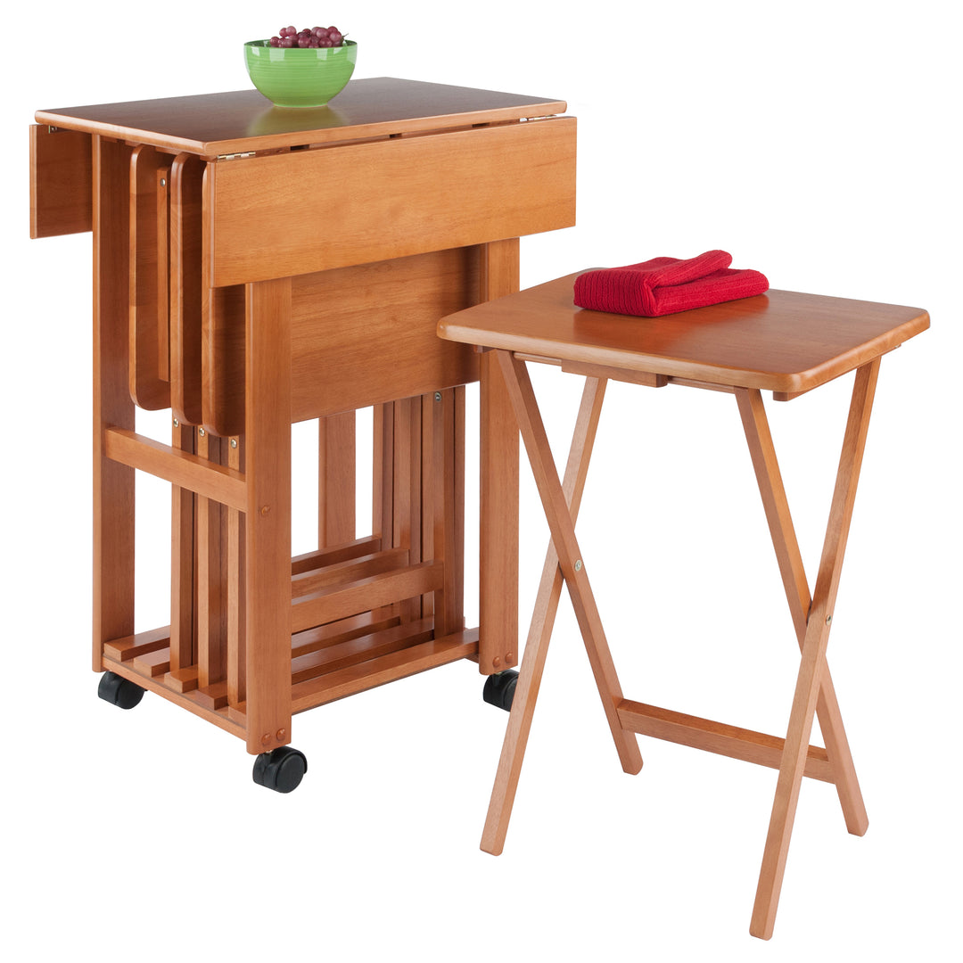 Sophia 5-Pc Snack Table Set, Drop Leaf Top, Teak