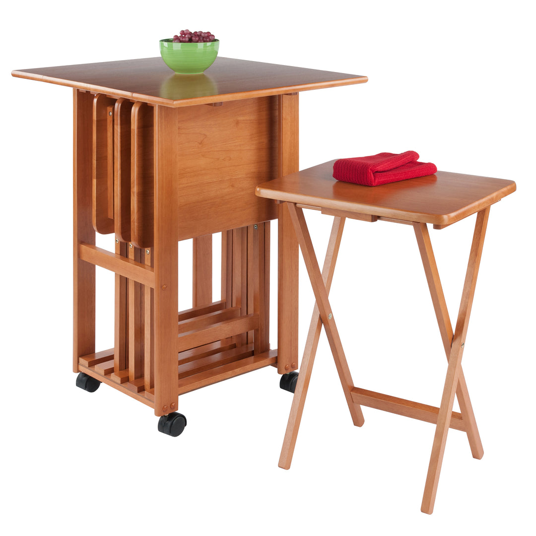 Sophia 5-Pc Snack Table Set, Drop Leaf Top, Teak