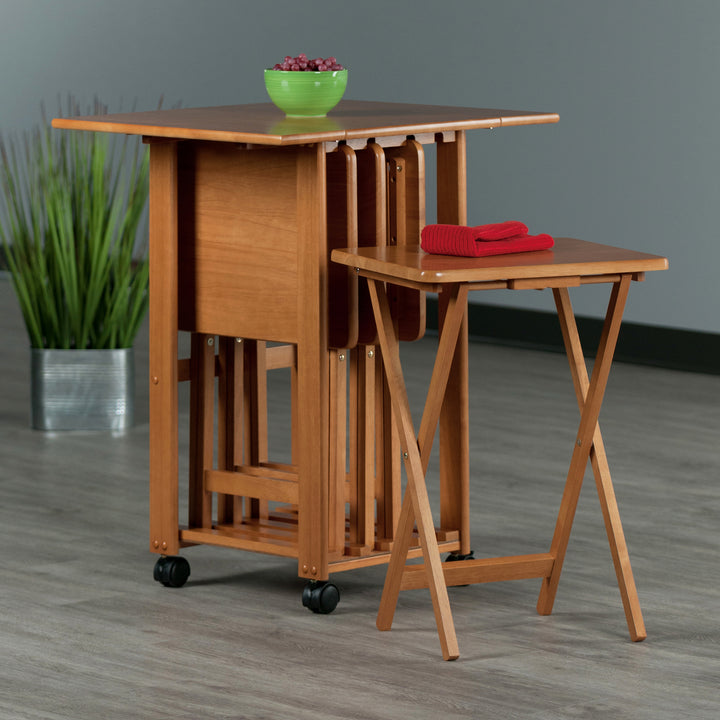 Sophia 5-Pc Snack Table Set, Drop Leaf Top, Teak