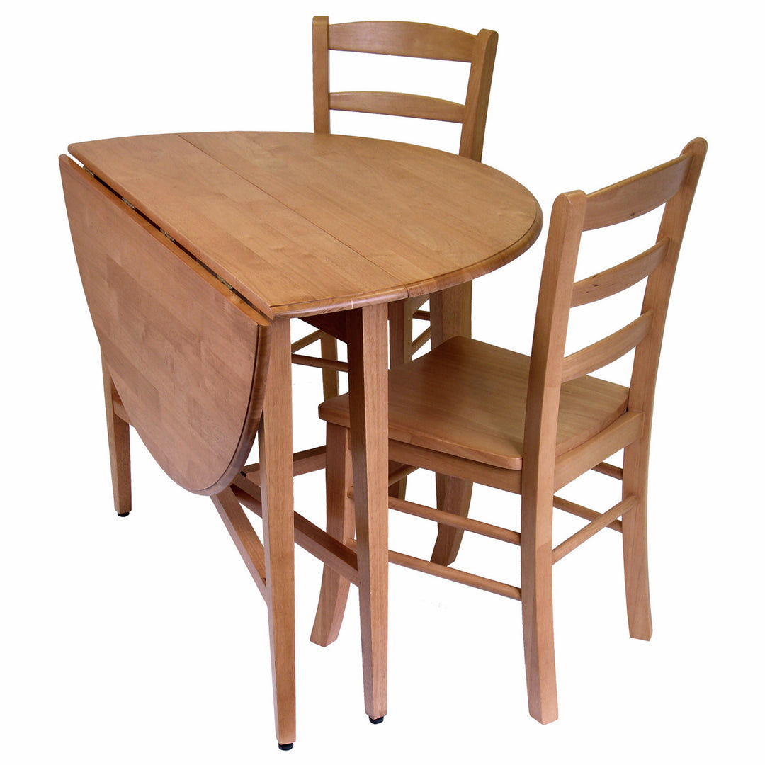 Hannah 3-Pc Drop Leaf Table with Ladder-back Chairs, Light Oak