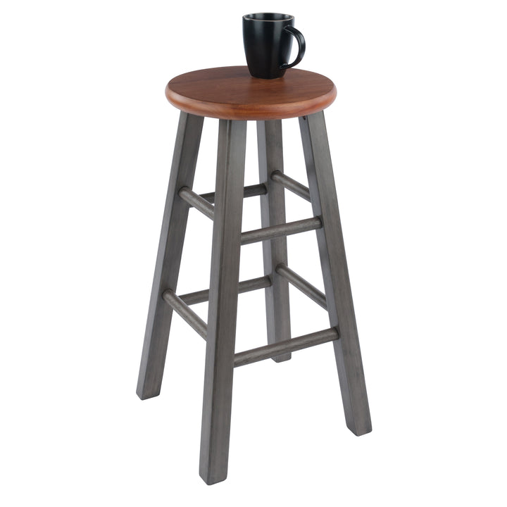 Ivy Counter Stool, Rustic Gray and Teak