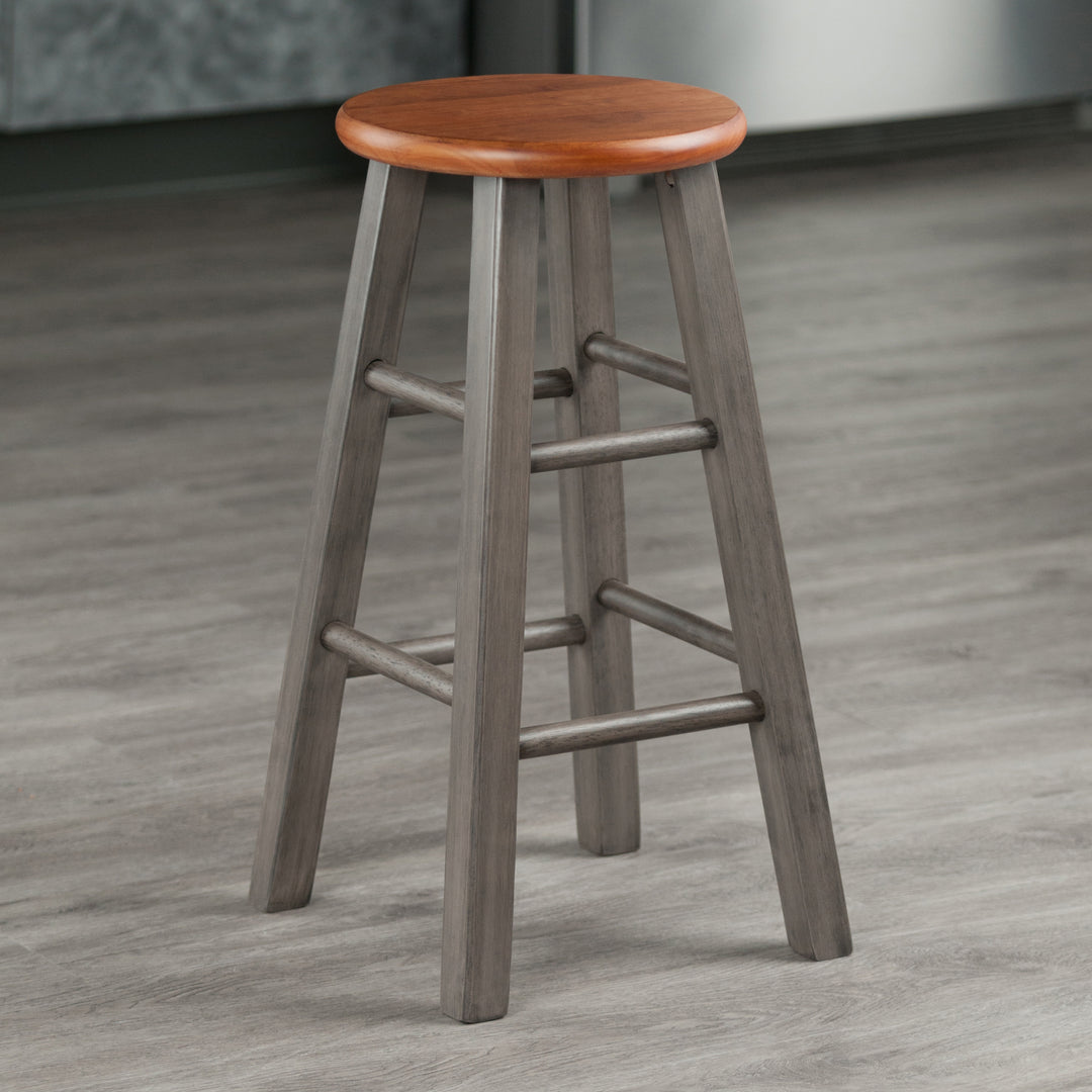 Ivy Counter Stool, Rustic Gray and Teak