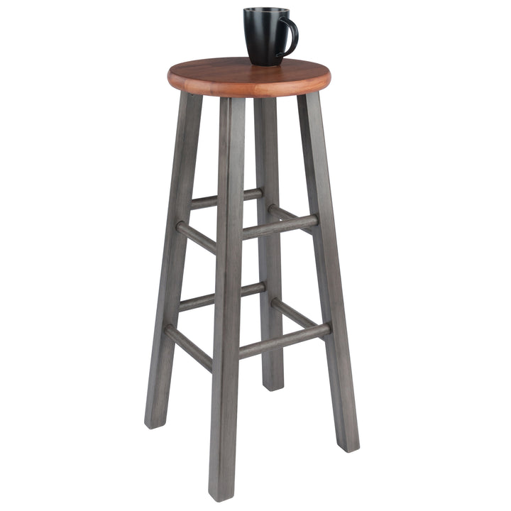 Ivy Bar Stool, Rustic Gray and Teak