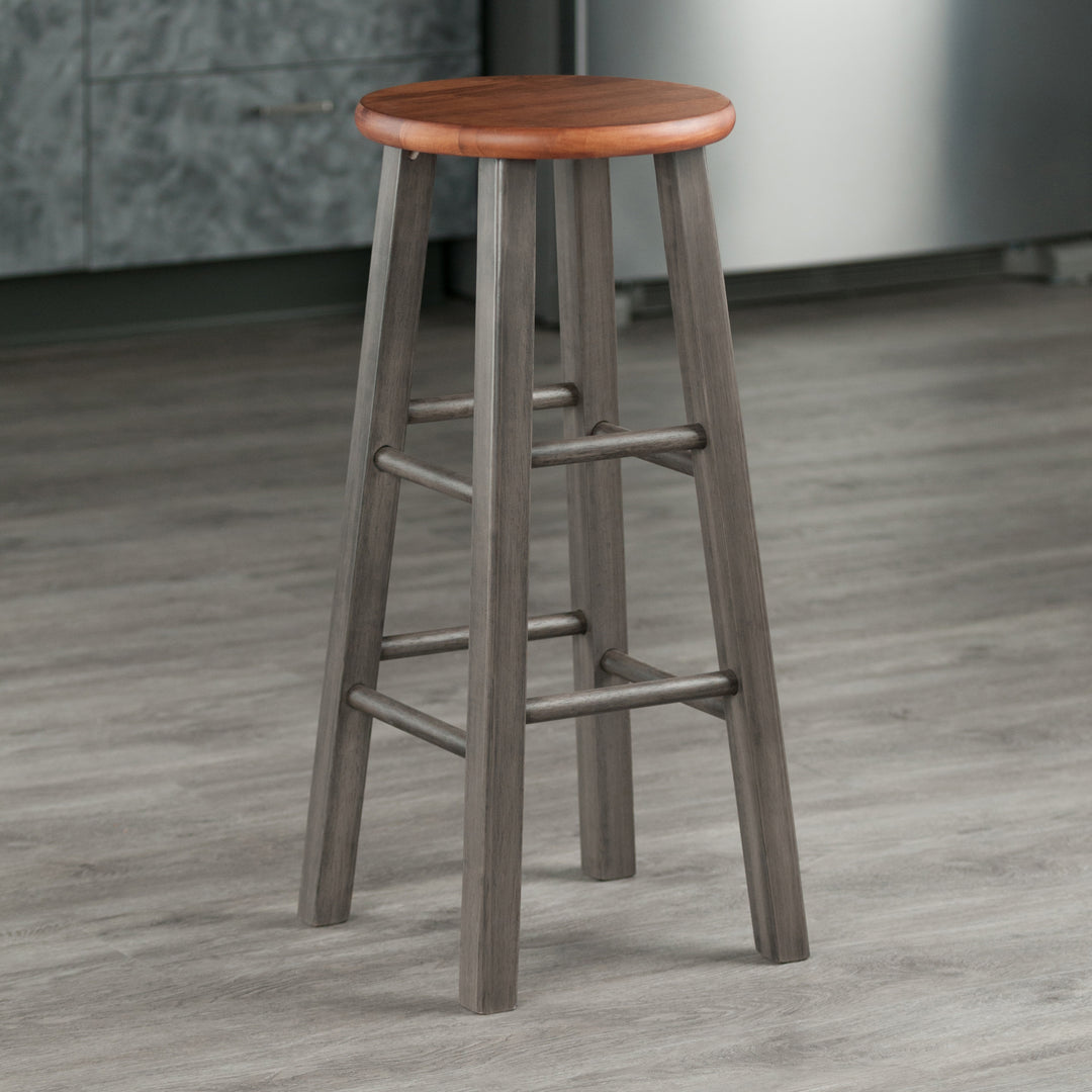 Ivy Bar Stool, Rustic Gray and Teak