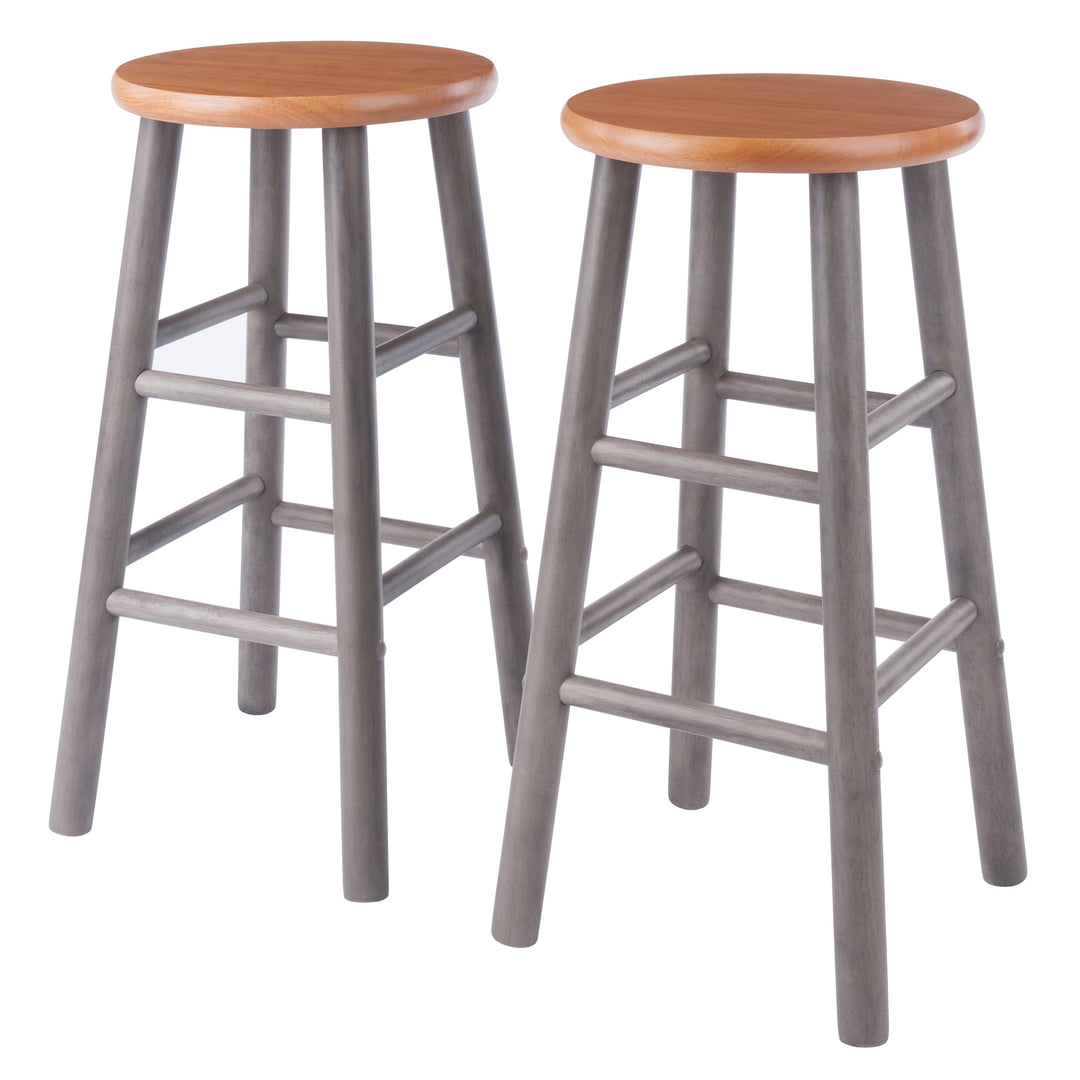 Huxton 2-Pc Counter Stool Set, Gray and Teak