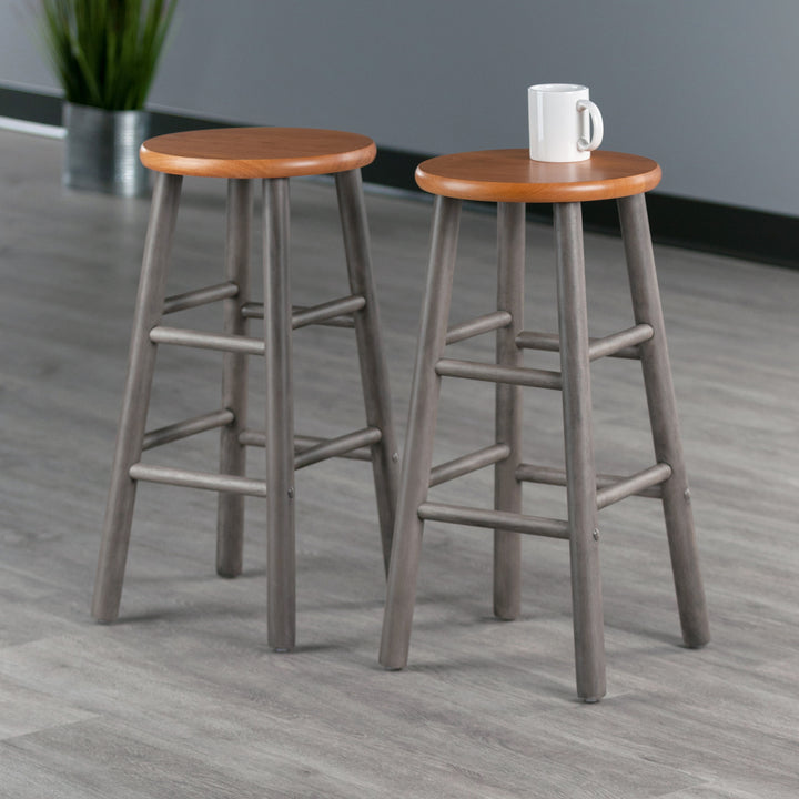 Huxton 2-Pc Counter Stool Set, Gray and Teak