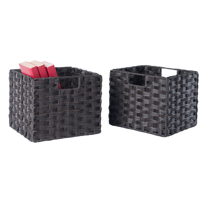 Melanie 2-Pc Foldable Woven Fiber Basket Set, Chocolate