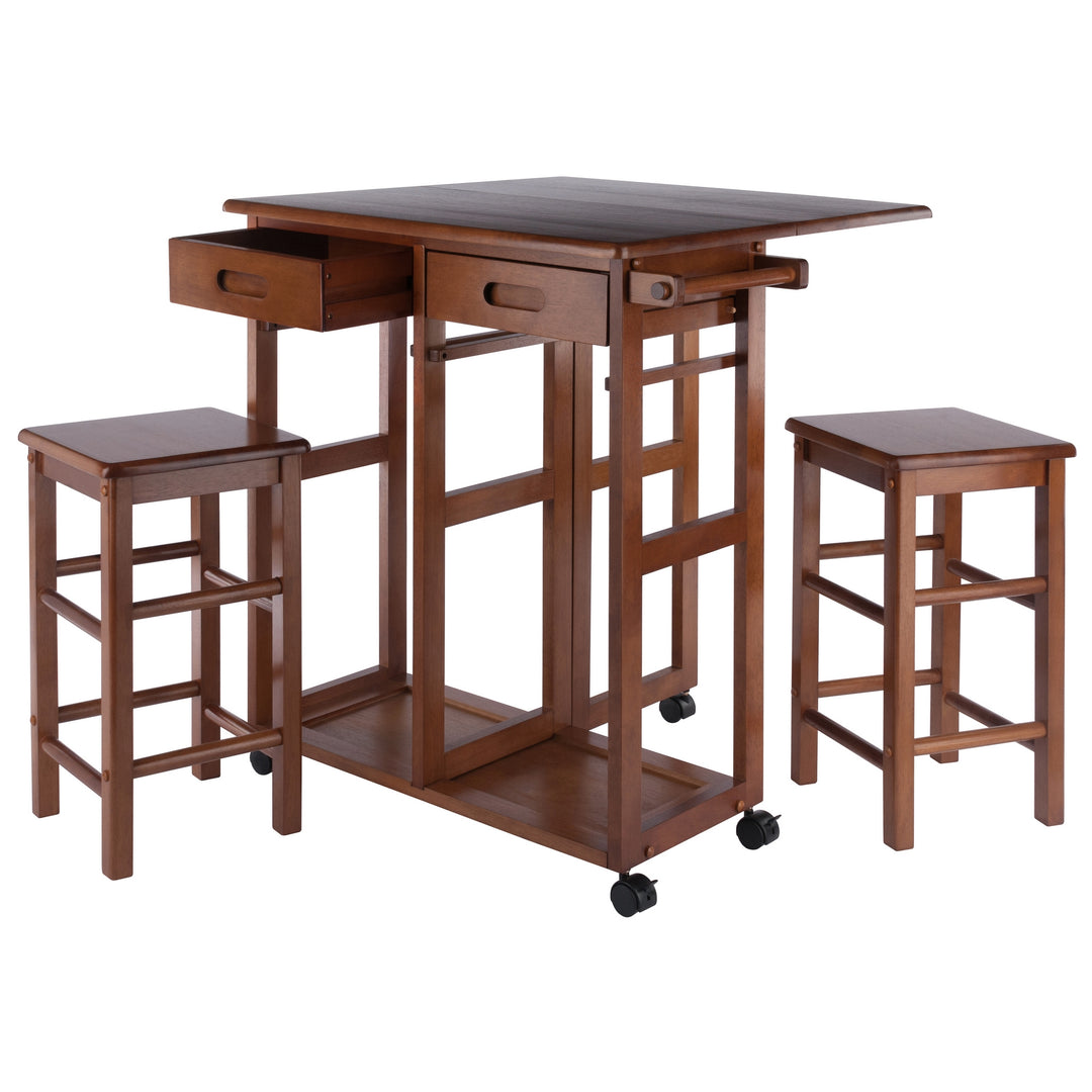 Suzanne 3-Pc Space Saver with Tuck-away Stools, Teak