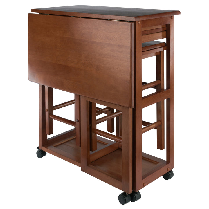 Suzanne 3-Pc Space Saver with Tuck-away Stools, Teak