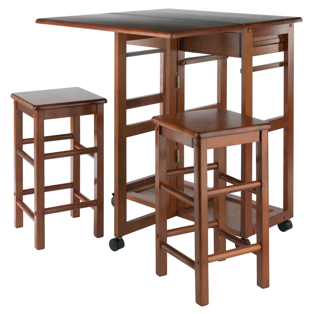 Suzanne 3-Pc Space Saver with Tuck-away Stools, Teak