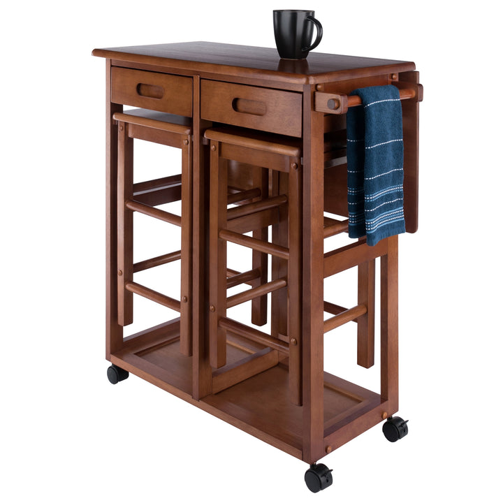 Suzanne 3-Pc Space Saver with Tuck-away Stools, Teak