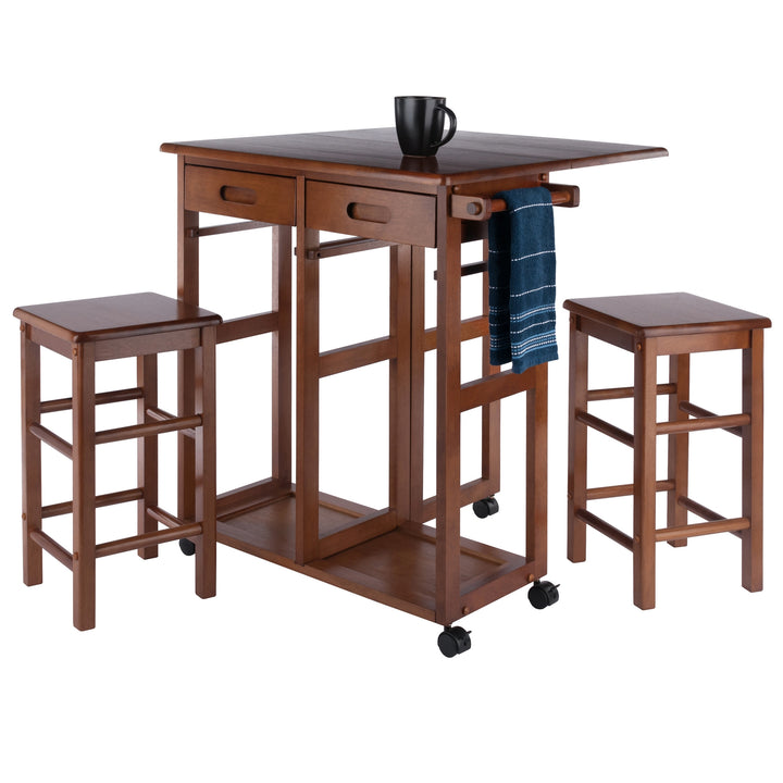 Suzanne 3-Pc Space Saver with Tuck-away Stools, Teak