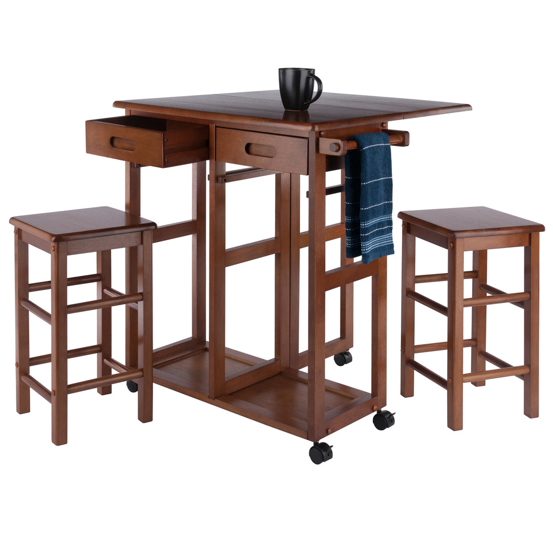 Suzanne 3-Pc Space Saver with Tuck-away Stools, Teak