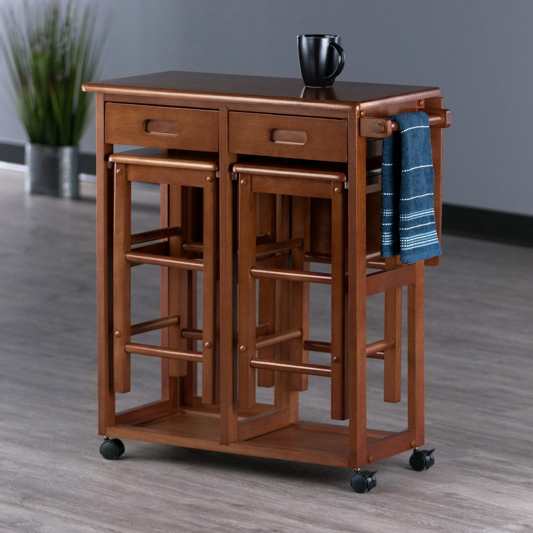 Suzanne 3-Pc Space Saver with Tuck-away Stools, Teak