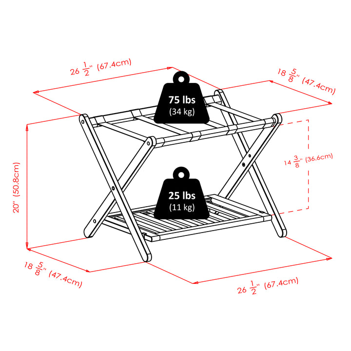 Remy Luggage Rack, Shelf, Cappuccino