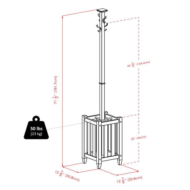 Memphis Coat Tree with Umbrella Rack, Cappuccino