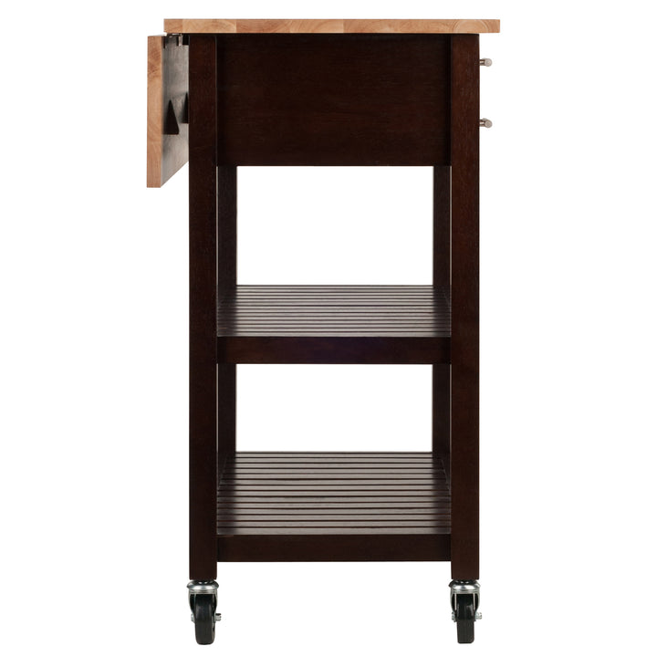 Langdon Kitchen Cart, Drop Leaf, Cappuccino and Natural