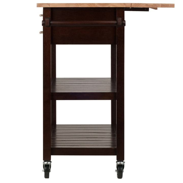 Langdon Kitchen Cart, Drop Leaf, Cappuccino and Natural