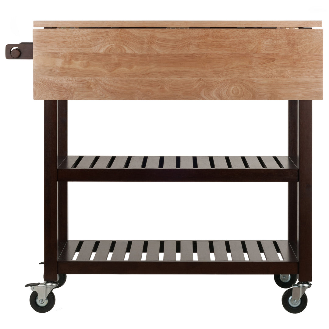 Langdon Kitchen Cart, Drop Leaf, Cappuccino and Natural