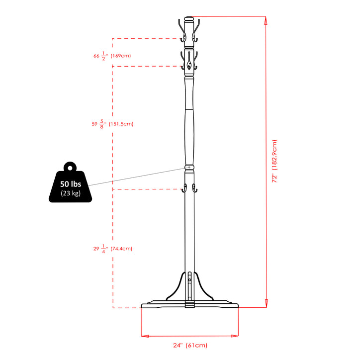 Jera Coat Tree, 9 Hook, Cappuccino