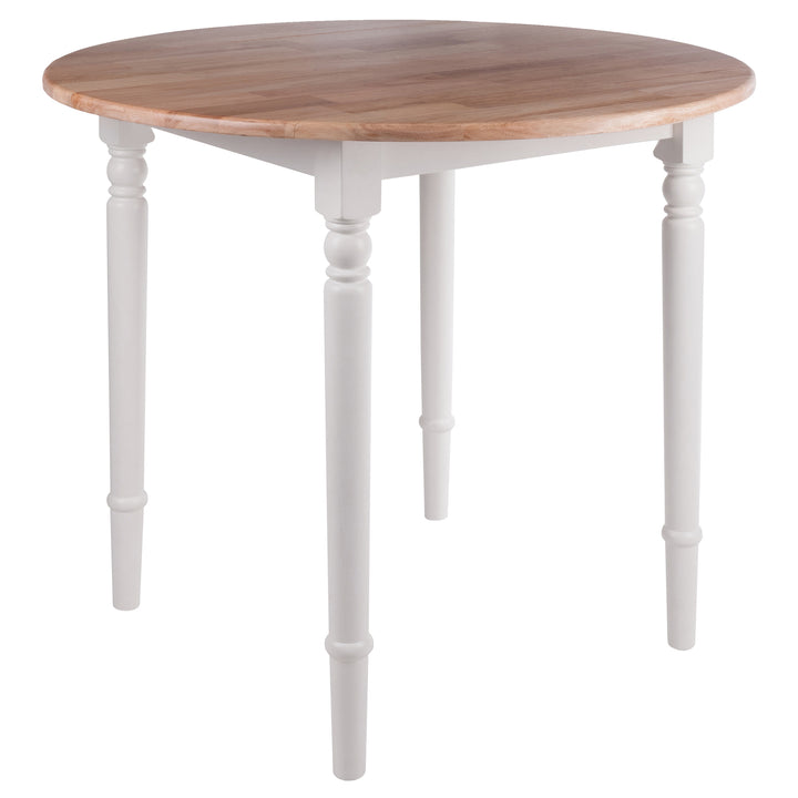 Sorella Round Double Drop Leaf Dining Table, Natural and White