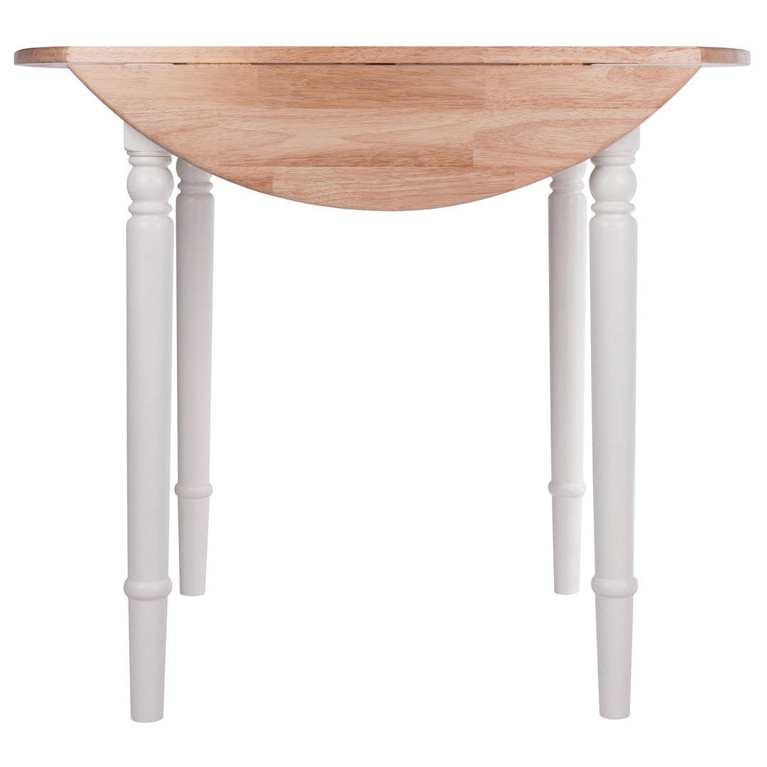 Sorella Round Double Drop Leaf Dining Table, Natural and White