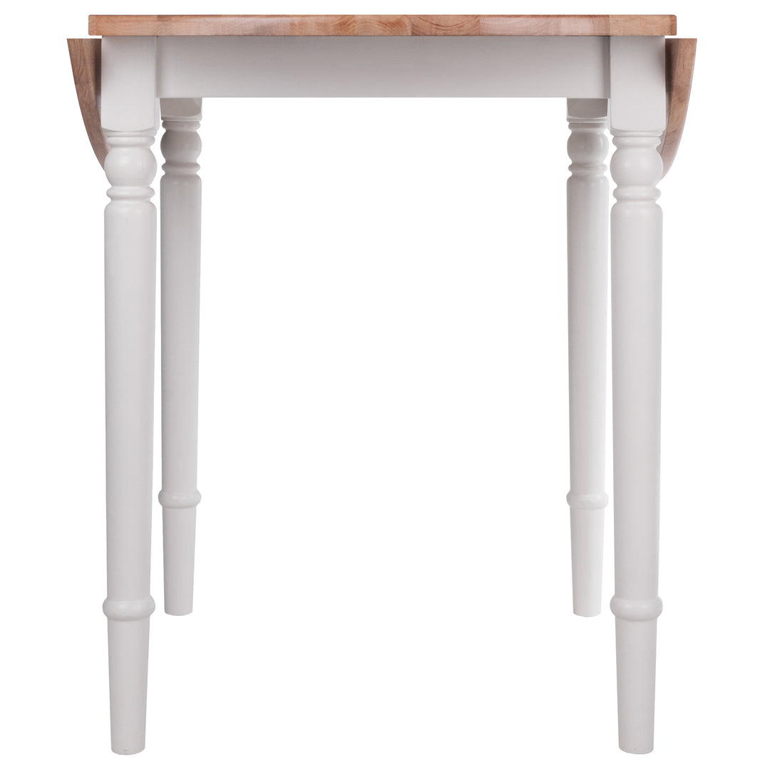 Sorella Round Double Drop Leaf Dining Table, Natural and White