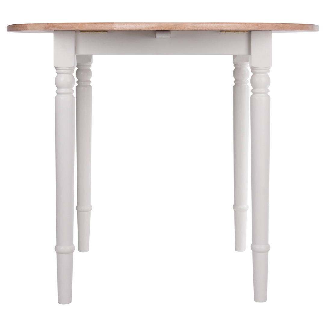 Sorella Round Double Drop Leaf Dining Table, Natural and White