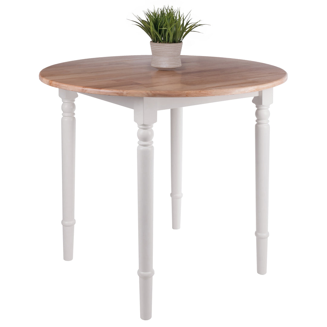 Sorella Round Double Drop Leaf Dining Table, Natural and White