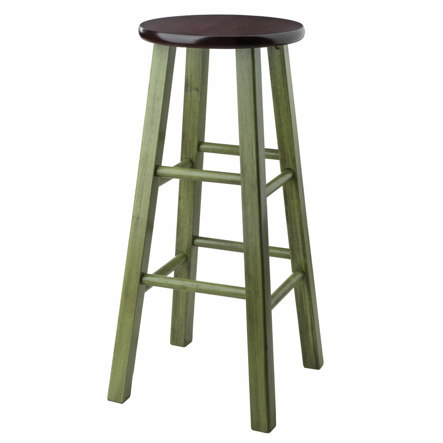 Ivy Bar Stool, Rustic Green and Walnut