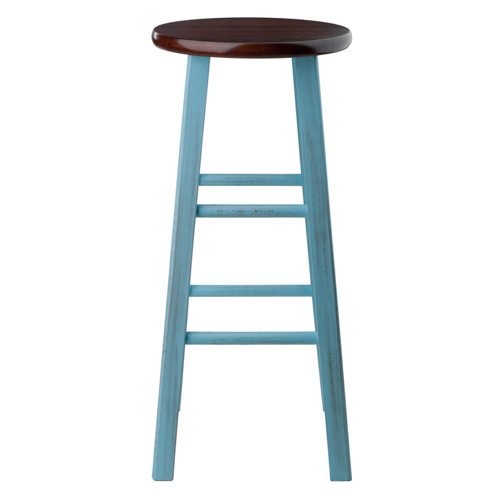 Ivy Bar Stool, Rustic Light Blue and Walnut