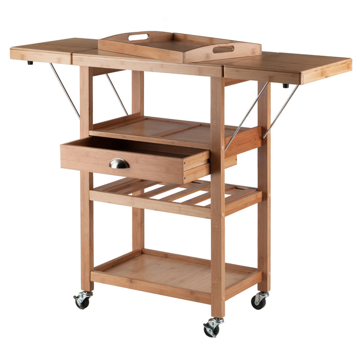 Barton Kitchen Utility Cart, Drop Leaf, Bamboo