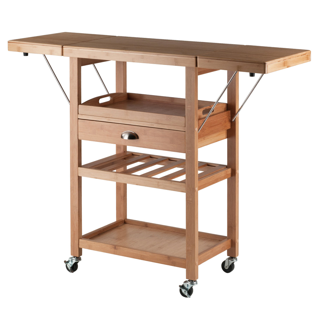 Barton Kitchen Utility Cart, Drop Leaf, Bamboo