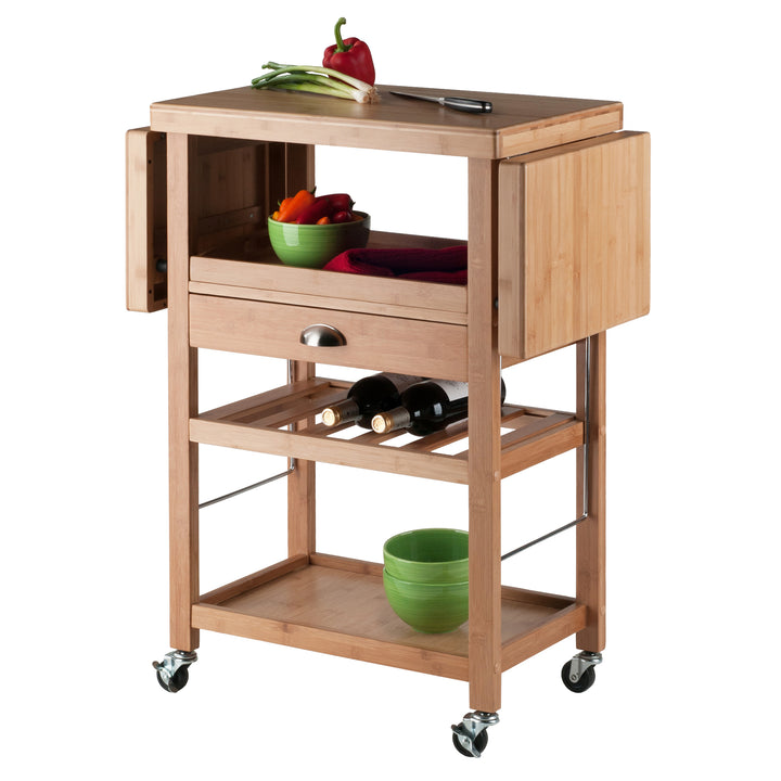 Barton Kitchen Utility Cart, Drop Leaf, Bamboo