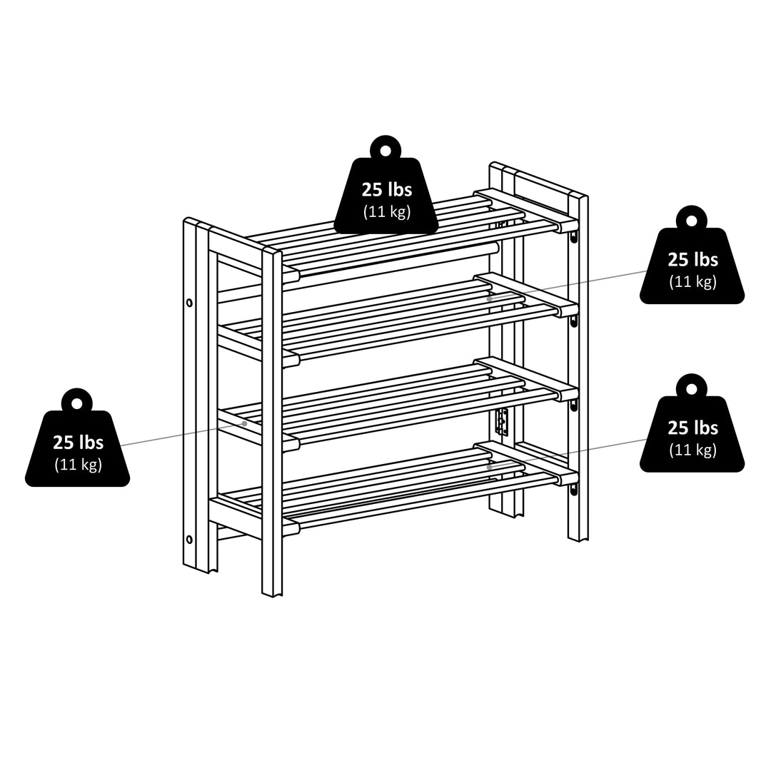 Clifford 4-Tier Shoe Rack, Stackable, Natural