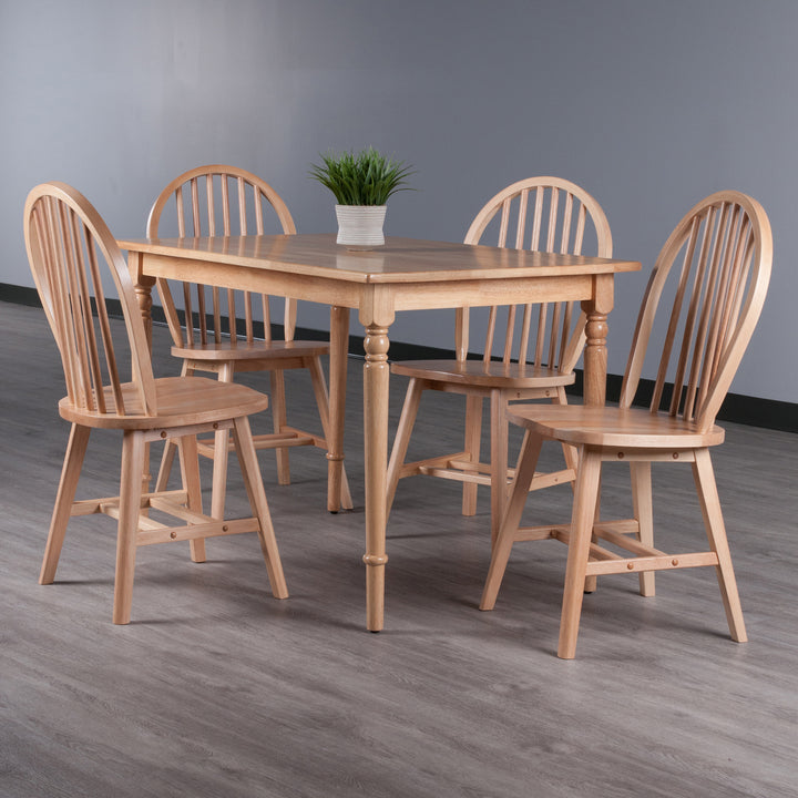 Ravenna 5-Pc Dining Table with Windsor Chairs, Natural