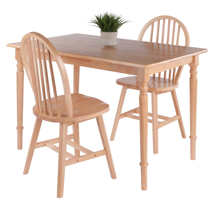 Ravenna 3-Pc Dining Table with Windsor Chairs, Natural