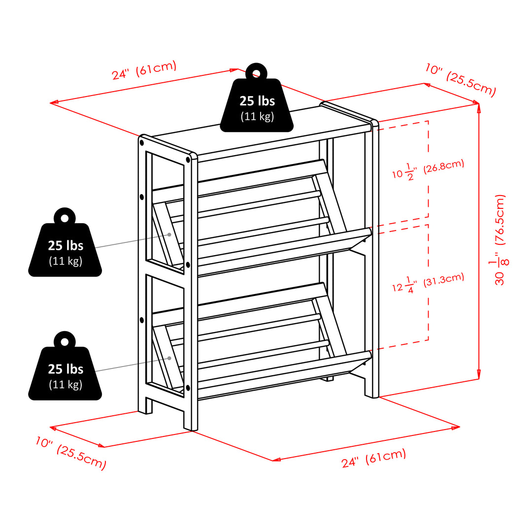 Juliet 2- Tier Tilted Bookshelf, Natural