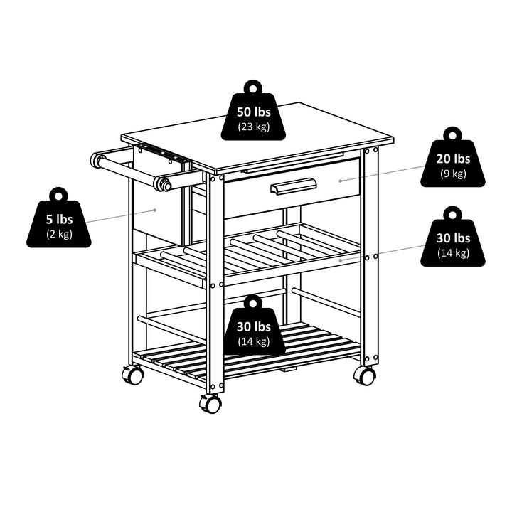 Finland Utility Kitchen Cart, Natural