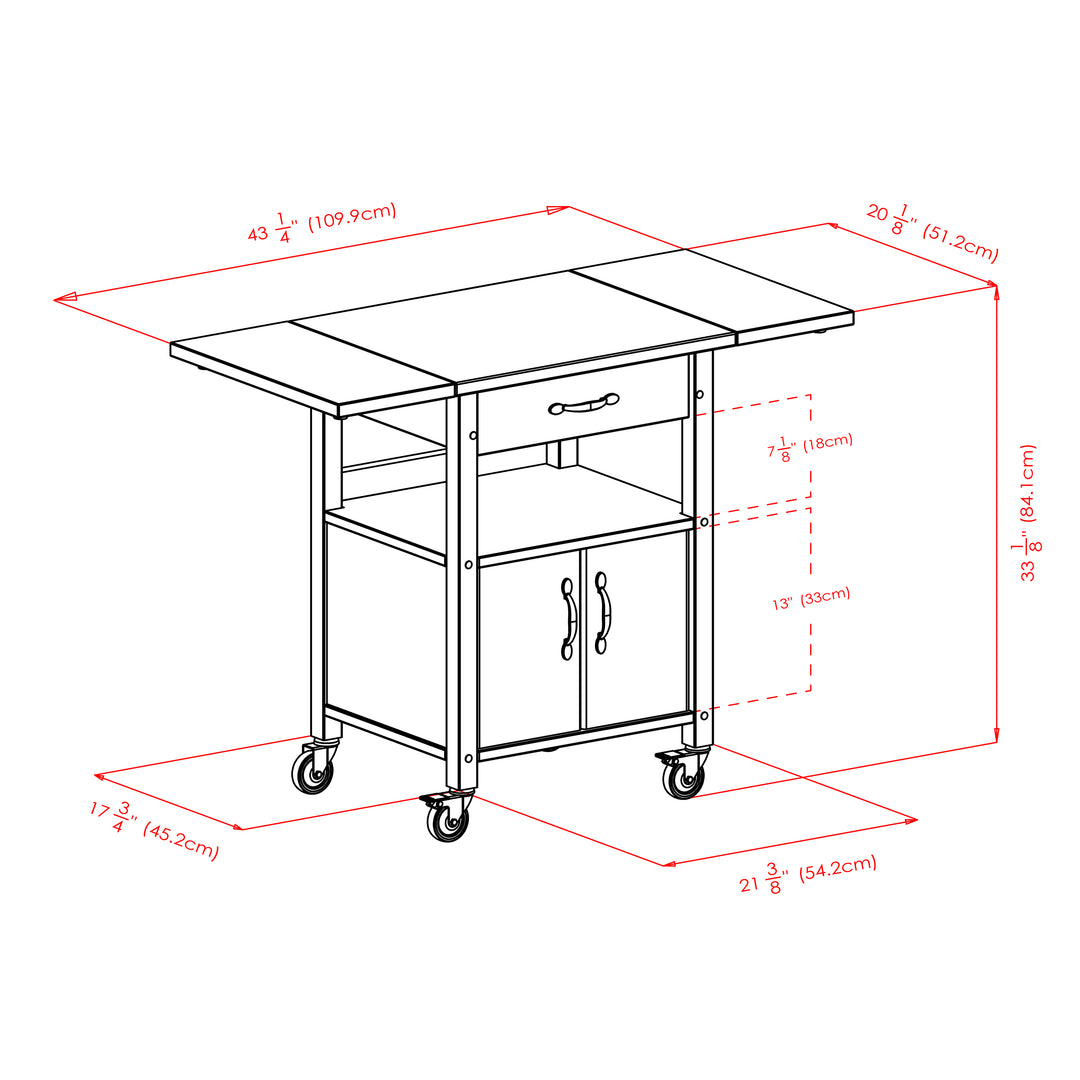 Rachael Kitchen Cart, Drop Leaf, Natural