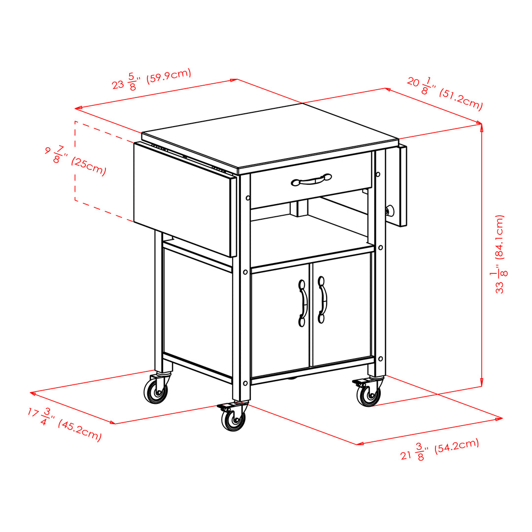 Rachael Kitchen Cart, Drop Leaf, Natural