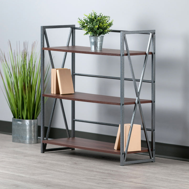 Isa 3-Tier Shelf, Graphite and Walnut