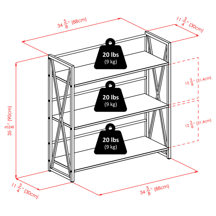 Isa 3-Tier Shelf, Graphite and Walnut