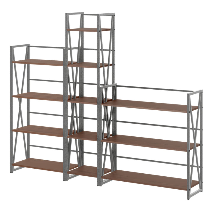 Isa 3-Pc Shelving Set, Graphite and Walnut