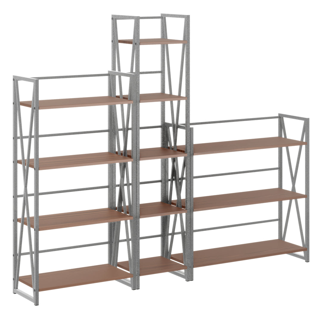 Isa 3-Pc Shelving Set, Graphite and Walnut