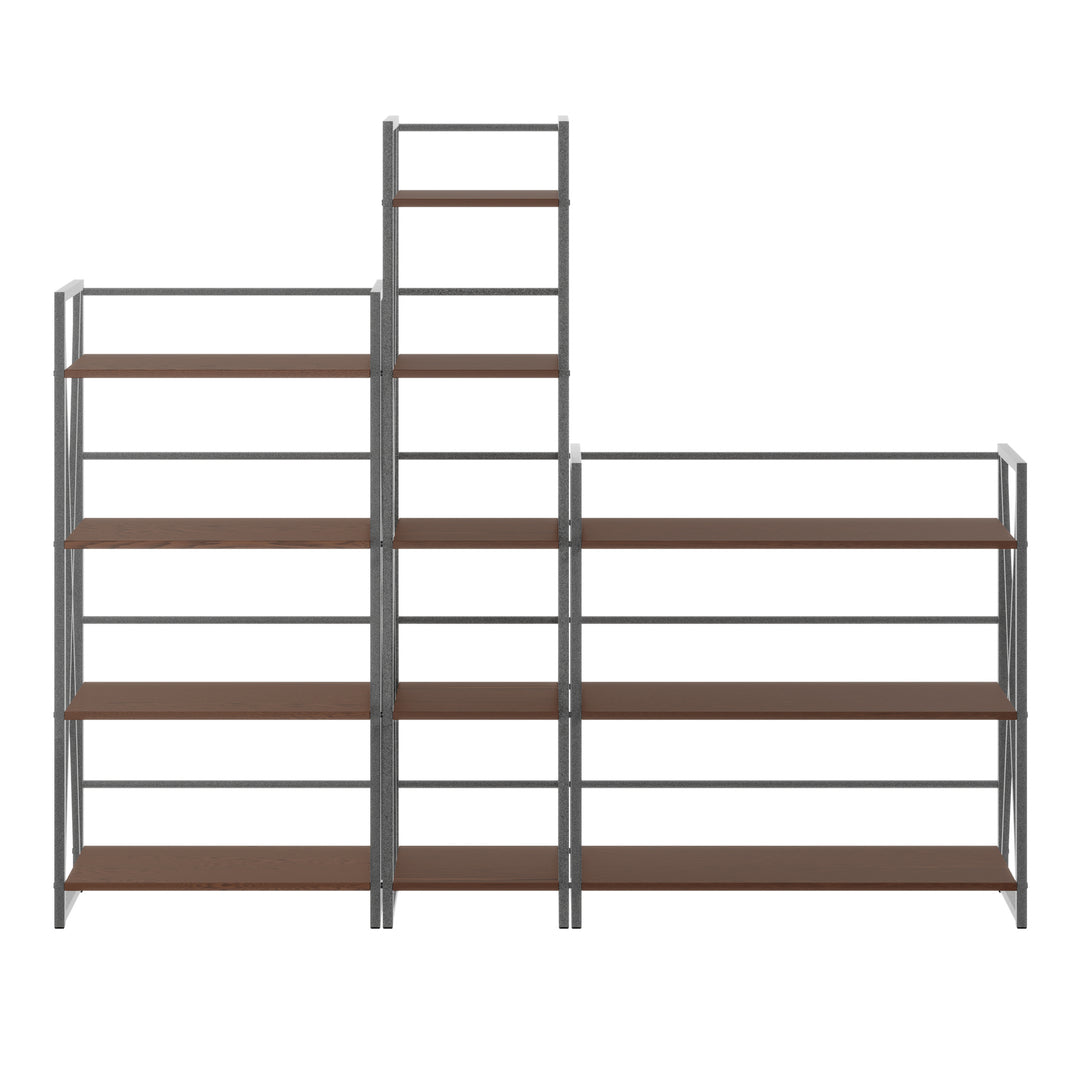 Isa 3-Pc Shelving Set, Graphite and Walnut